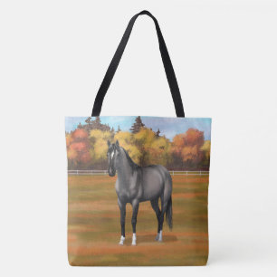 Grey Grulla Quarter Horse in Autumn Pasture Tote Bag