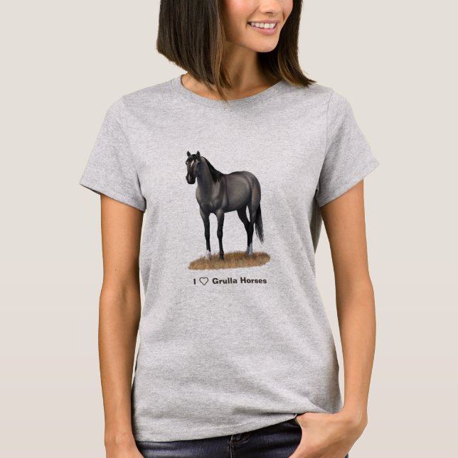 Grey Grulla Quarter Horse Stallion T-Shirt (Front)