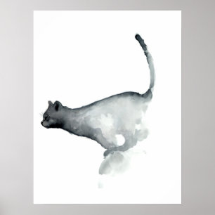 Grey grumpy cat white poster cats