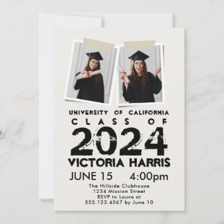Grey Grunge 2 Custom Photo Fun Graduation Invitation