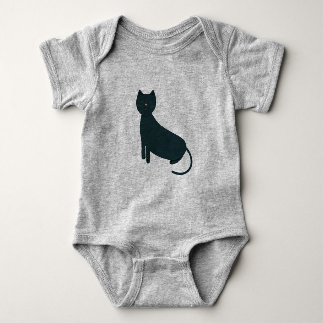 grey grunge cat baby bodysuit (Front)