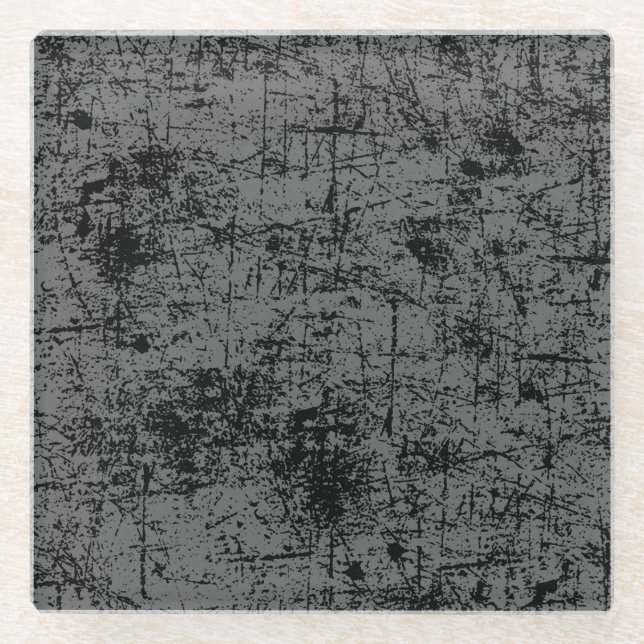 Grey Grunge Glass Coaster (Front)