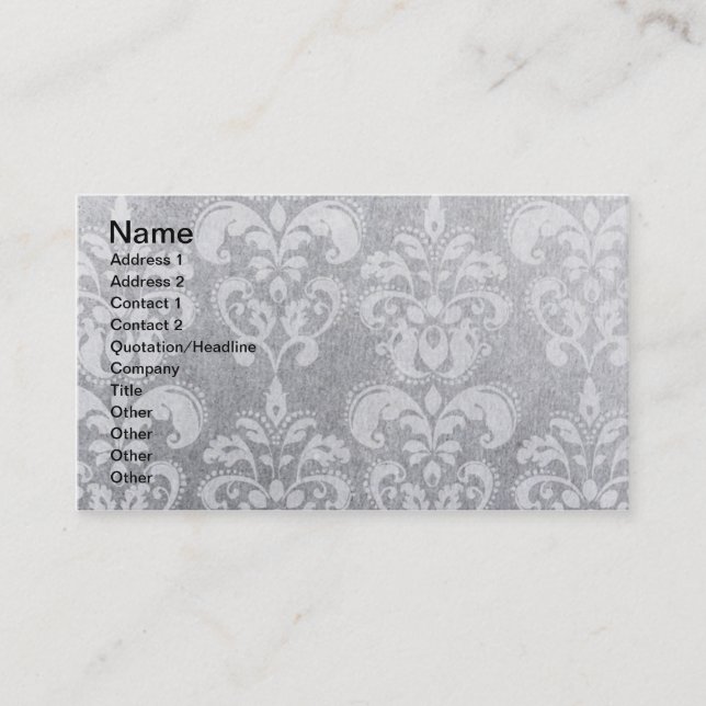 Grey Grunge Wallpaper Business Card (Front)