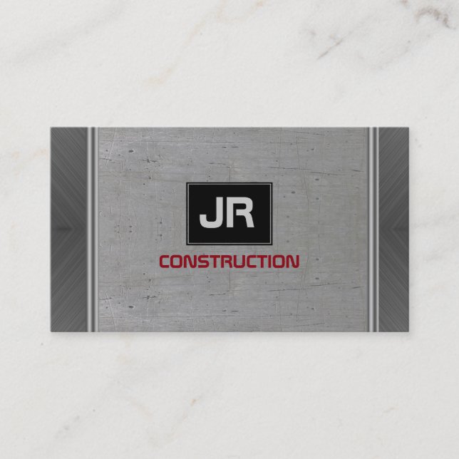 Grey Grungy Metallic Texture Business Card (Front)