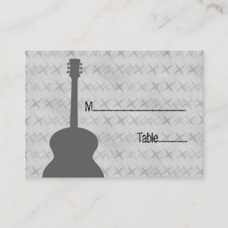 Grey Guitar Grunge Place Card
