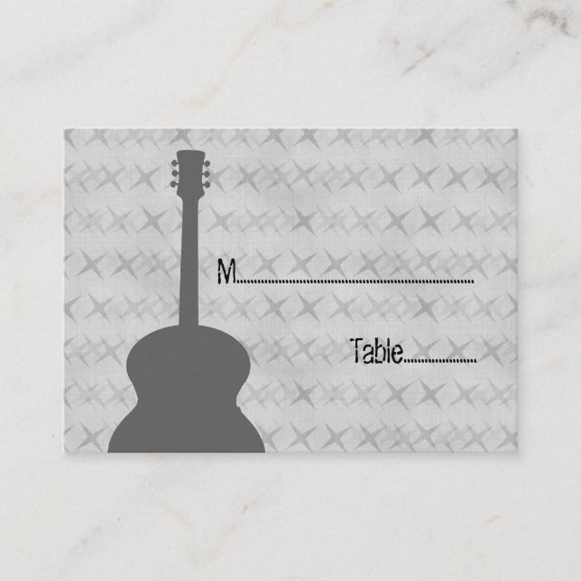 Grey Guitar Grunge Place Card (Front)