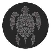 Grey Haida Spirit Sea Turtle on Black