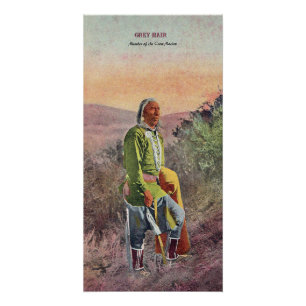 Grey Hair Native American Notebook Poster