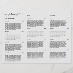 Grey Hair Stylist Salon Price List Service Menu