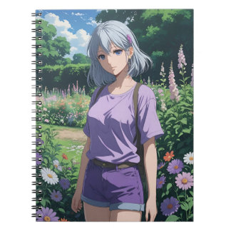 Grey-haired  Girl in the Garden Notebook