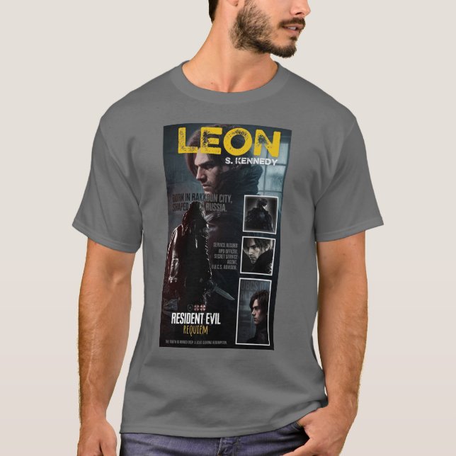 Grey Half Sleeve T-Shirt With Resident Evil Design (Front)