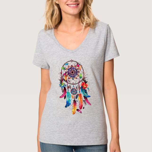 Grey half sleeves V-neck T-Shirt (Front)