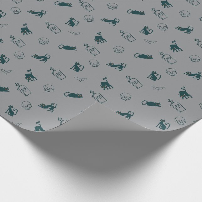 Grey - Halloween Pattern Gift Wrap 💀  (Corner)
