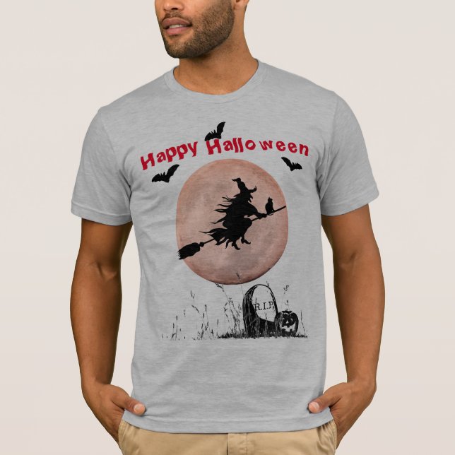 Grey Halloween Witch T-Shirt (Front)