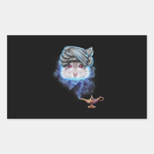 Grey Hamster As Wizard Spirit With Magical Rectangular Sticker