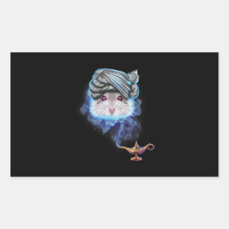 Grey Hamster As Wizard Spirit With Magical Rectangular Sticker