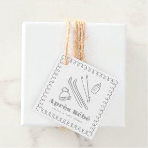 Grey Hand-Drawn Après Bébé Baby Shower Favour Tags