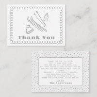 Grey Hand-Drawn Après Bébé Baby Shower Thank You