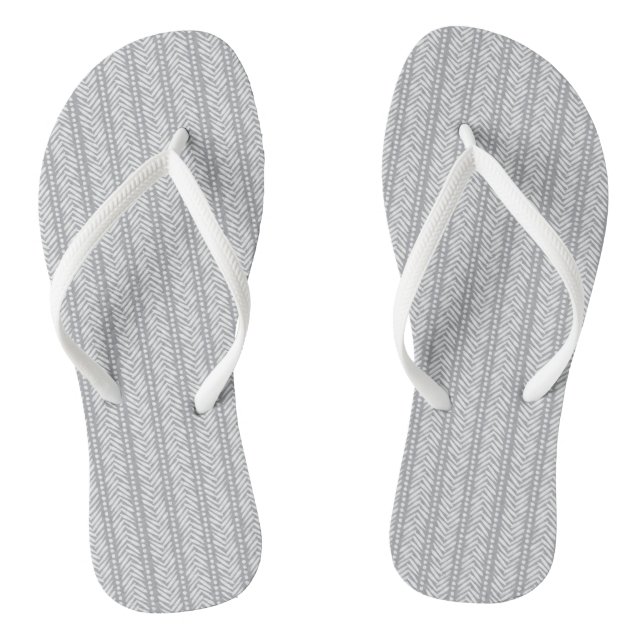 Grey Hand Drawn Chevron Pattern Jandals (Footbed)
