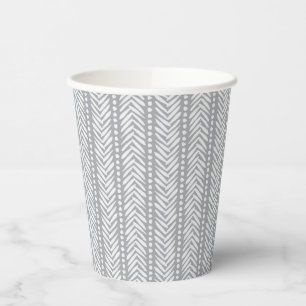 Grey Hand Drawn Chevron Pattern Paper Cups