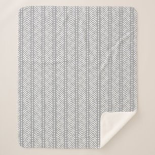 Grey Hand Drawn Chevron Pattern Sherpa Blanket