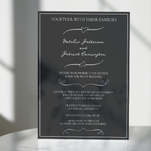 Grey Hand Drawn Hearts Wedding Invitation