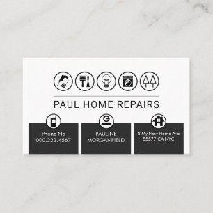 Grey Handyman Tabs Home Repair Business Card