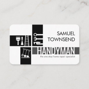 Grey Handyman Tools Silhouette Crisscross Business Card