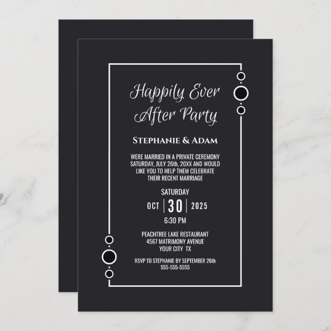 Grey Happily Ever After Wedding Reception Invitation (Front/Back)