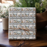 Grey Happy Birthday Name 6 Square Photo Collage Wrapping Paper<br><div class="desc">Happy Everything! A trendy and whimsical Birthday Greeting with a picture collage of 6 pictures. Add Instagram Photos or any square photo.</div>