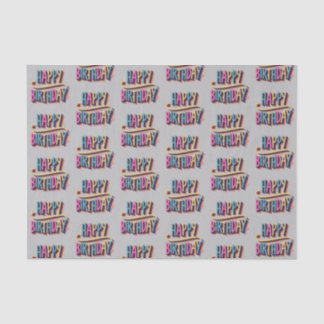 grey happy birthday rainbow kids colour tissue paper