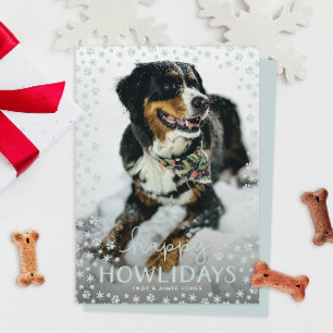 Grey Happy Howlidays Pet Lover Holiday Photo Card