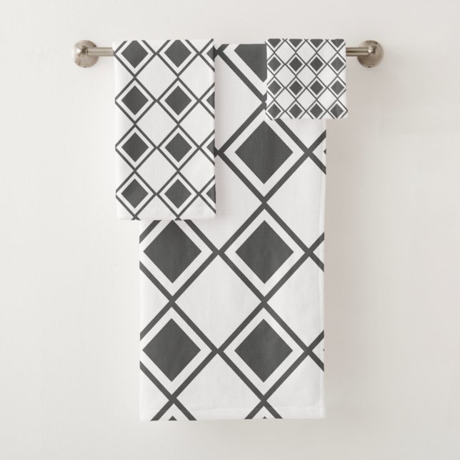Grey Harlequin  Bath Towel Set (Insitu)