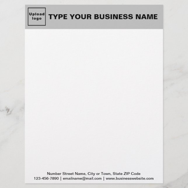 Grey Header and Black Texts Footer on Business Let Custom Letterhead (Front)