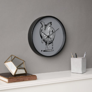 grey heart clock