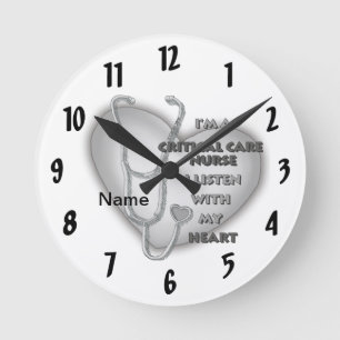 Grey Heart Critical Care Nurse Round Clock