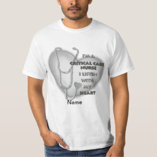 Grey Heart Critical Care Nurse T-Shirt