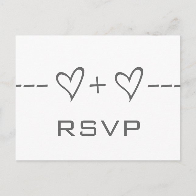 Grey Heart Equation RSVP Postcard (Front)