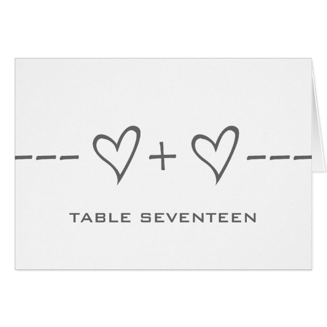 Grey Heart Equation Table Number Card (Front Horizontal)