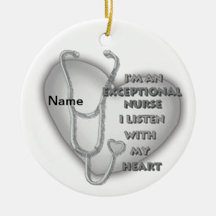 Grey heart exceptional nurse  ceramic tree decoration