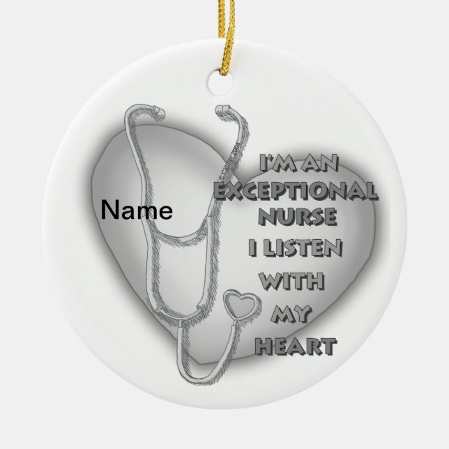 Grey heart exceptional nurse  ceramic tree decoration (Front)