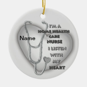 Grey Heart Health Care Nurse Ceramic Tree Decoration