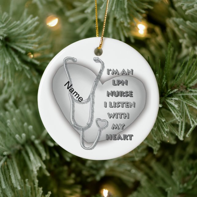 Grey Heart LPN Nurse Ceramic Tree Decoration (Tree)