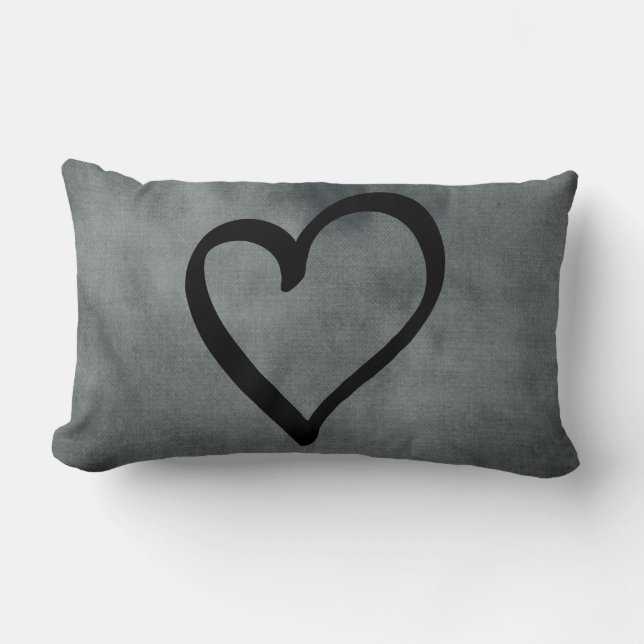 Grey Heart Lumbar Cushion (Front)