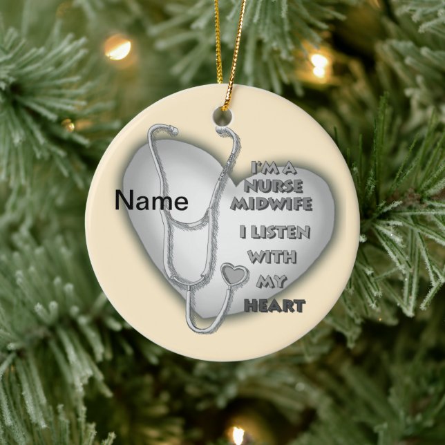 Grey Heart Midwife Nurse Ceramic Tree Decoration (Tree)