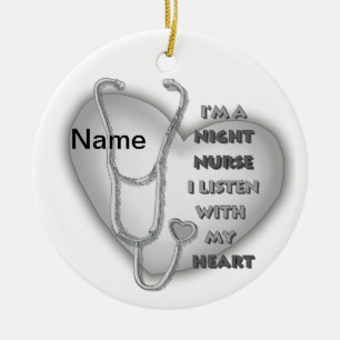Grey Heart Night Nurse Ceramic Tree Decoration