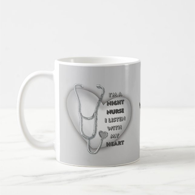 Grey Heart Night Nurse Coffee Mug (Left)