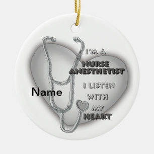 Grey Heart Nurse Anaesthetist Ceramic Tree Decoration