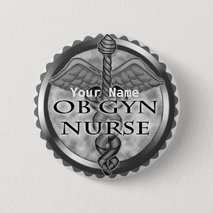 Grey heart ObGyn Nurse 6 Cm Round Badge