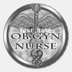 Grey heart ObGyn Nurse Classic Round Sticker
